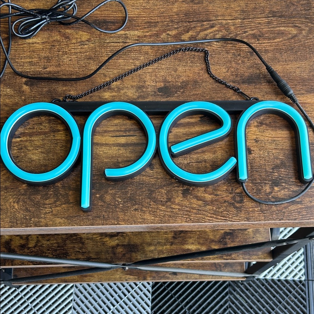 Blue Neon Open Sign